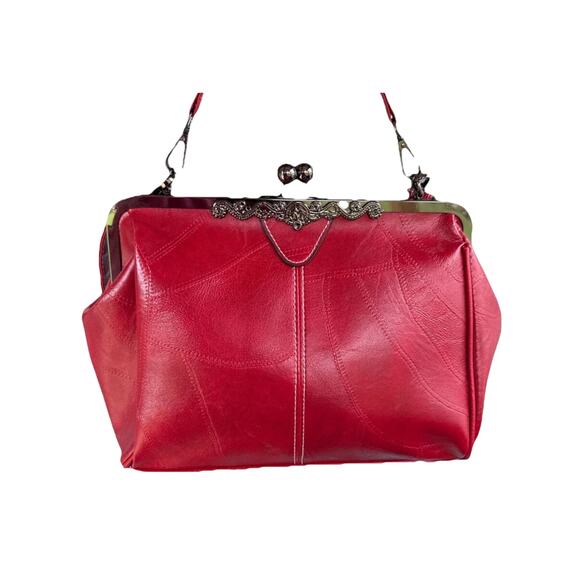 Vintage Inspired Pink Leather KISSLOCK bag NWOT - Picture 1 of 7